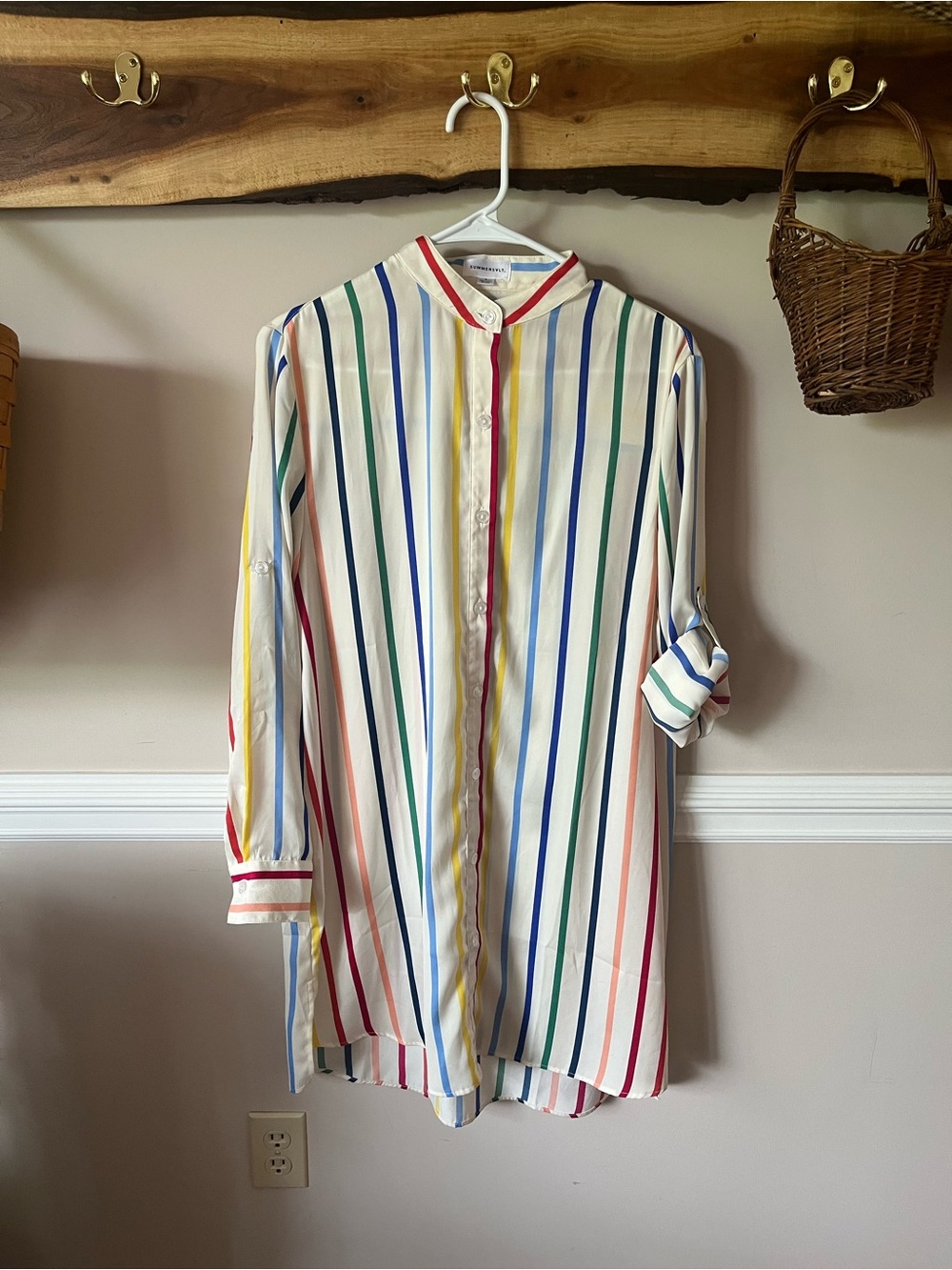 Summersalt x The Home Edit Rainbow Silky Luxe Short Shirtdress Cover-Up S Small
